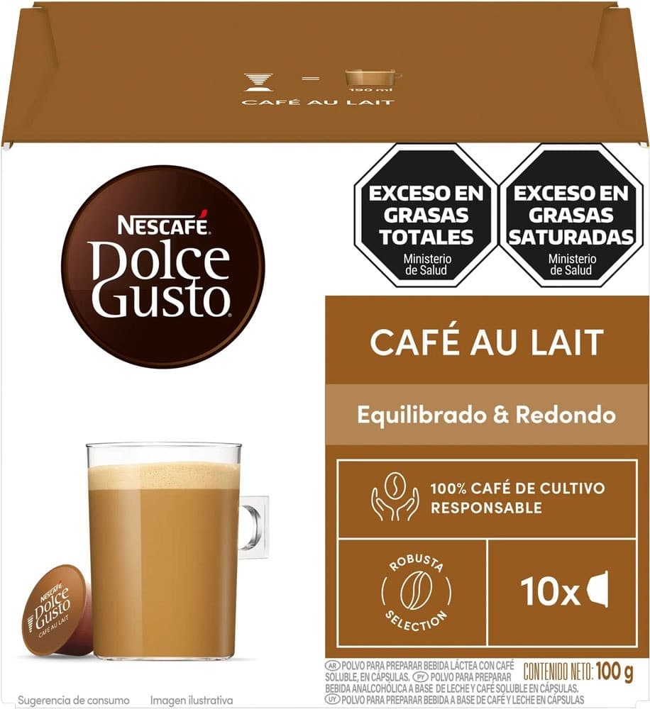 Café com Leite Nescafé Dolce Gusto Café Au Lait 100G (10 Unidades)