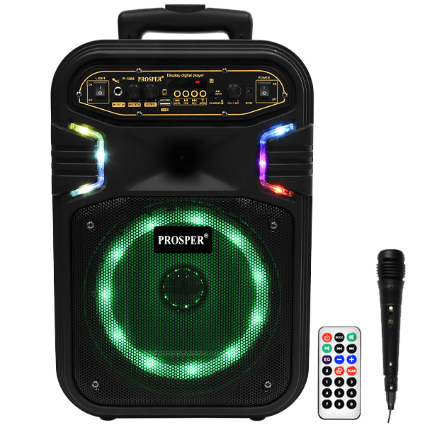 Caixa de Som Prosper P-1084 8" 1000W com Bluetooth USB Rádio Fm Preto