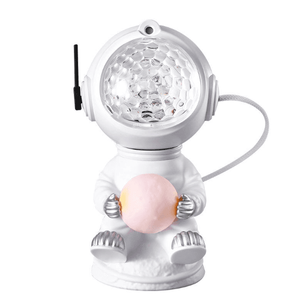 Caixa de Som Geral com Luminária Astronauta Nebula Sentado Projetor com Controle Incluído Branco
