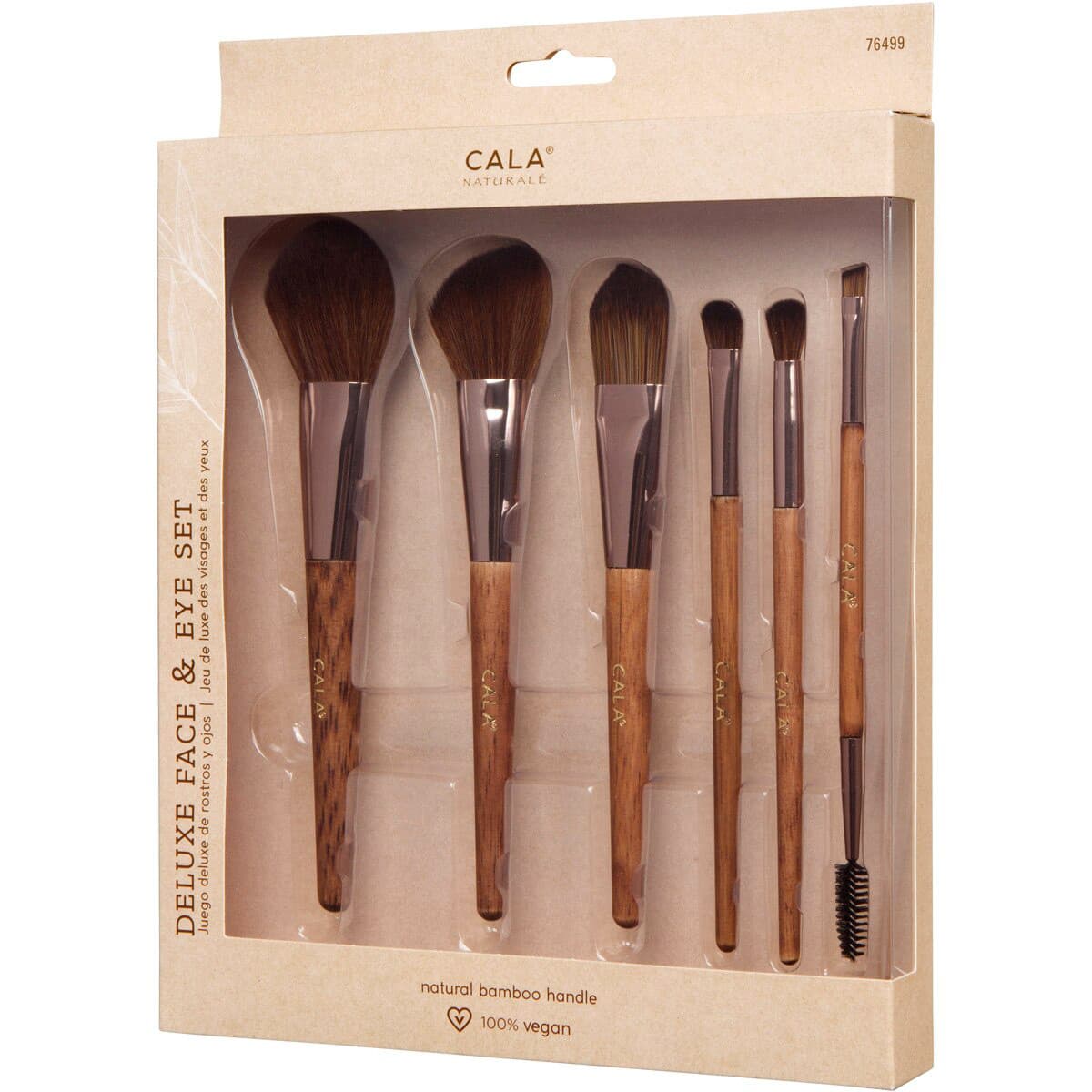 Kit de Pincéis Cala Dark Bamboo Deluxe Face & Eye 6 Peças