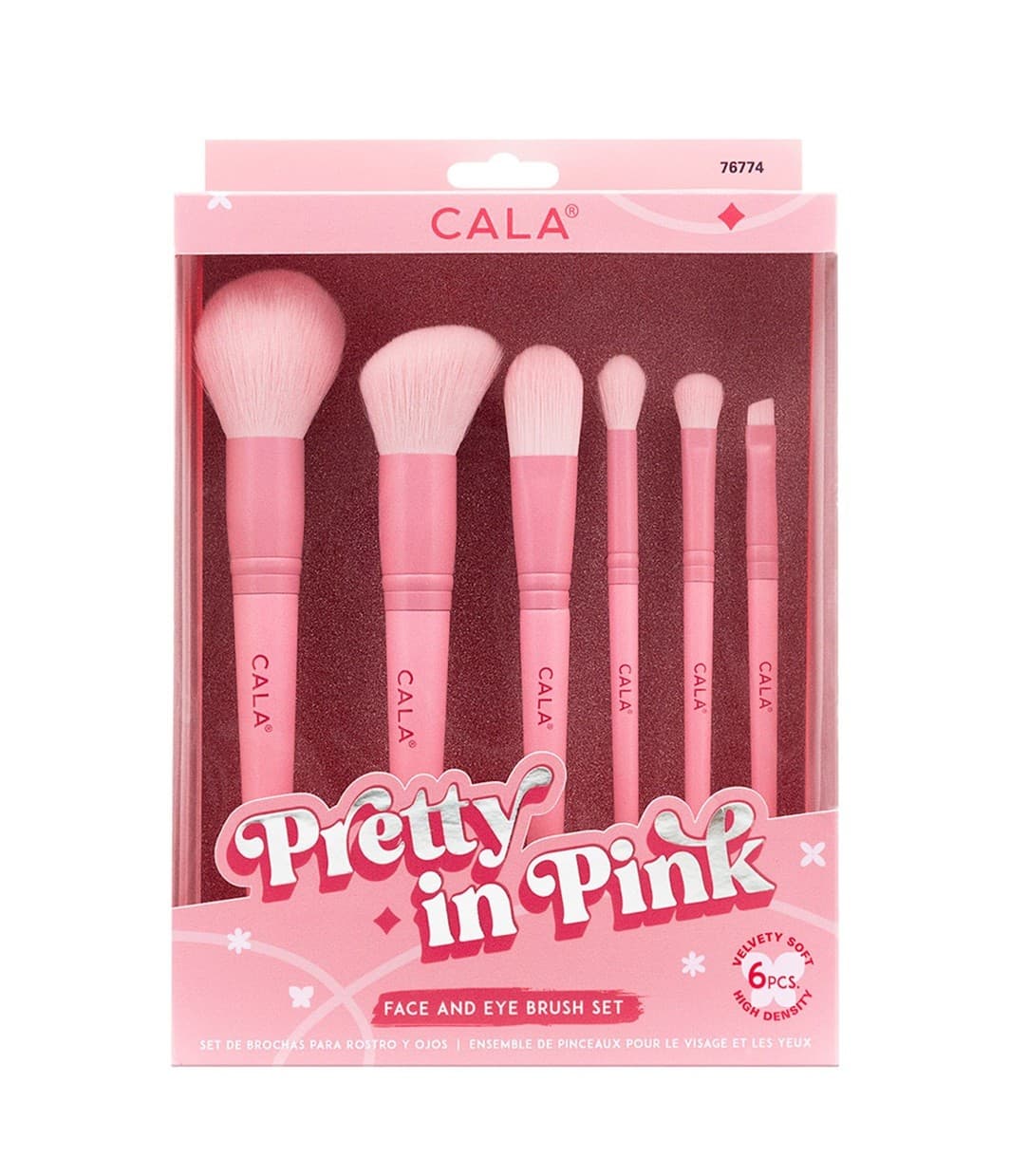 Kit de Pincéis Cala Face & Eye Pretty In Pink 6 Peças