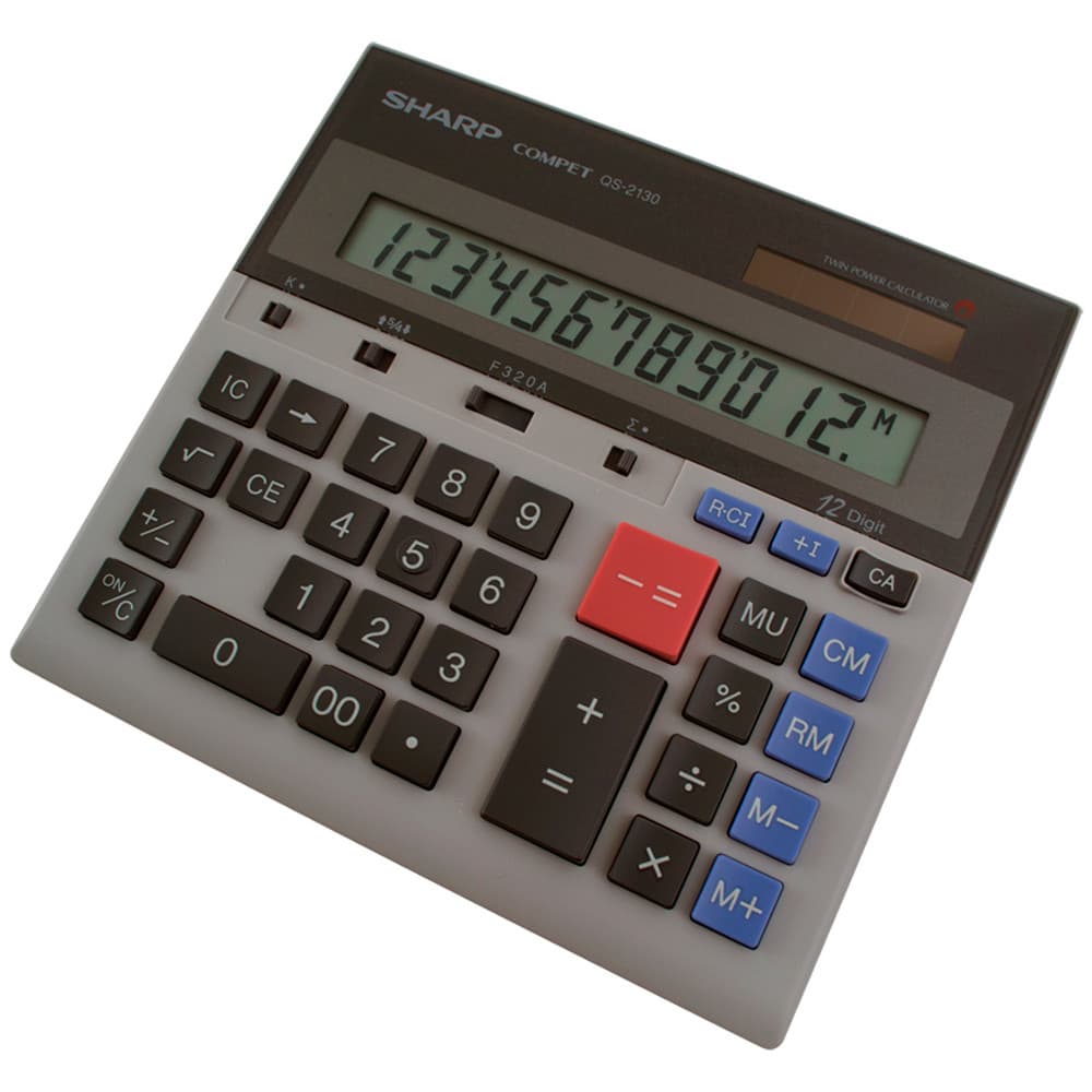 Calculadora Comercial Sharp Qs-2130 de 12 Dígitos – Cinza