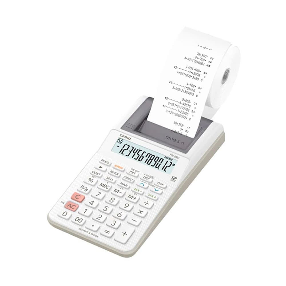 Calculadora com Bobina Casio Hr-8RC Branco
