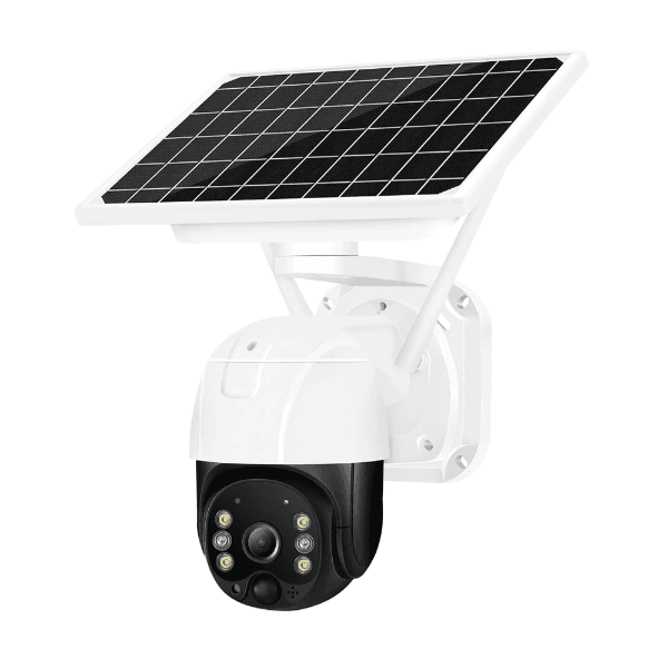 Câmera de Segurança Ip Solar Wifi 1080p/3MP com Microfone, Visão Noturna, Sensor de Movimento, À Prova d'água Ip66 App Icsee - Branca