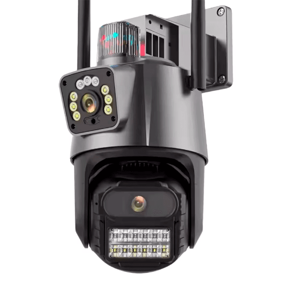 Câmera de Segurança Multi-Lens P11-Qq6 / 2 Câmeras / 6MP / Microfone / Alarme / Detecção Humana / Visão Noturna / App Icsee - Cinza