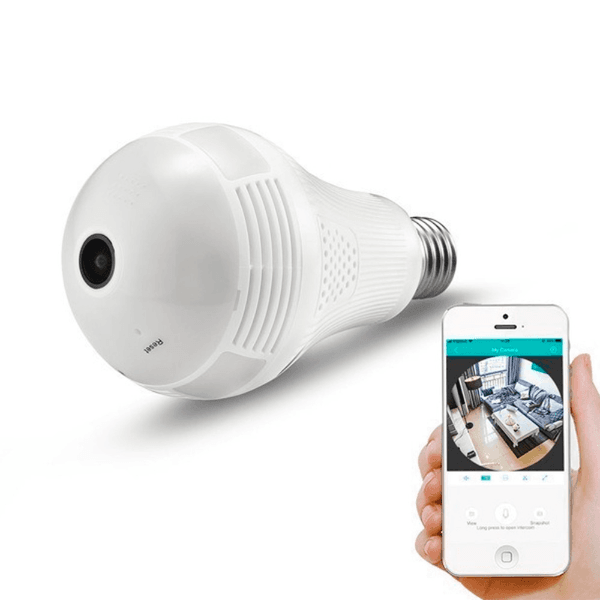 Câmera de Segurança Geral Panorâmica Lâmpada Inteligente P01 2.0MP WiFi Visão Noturna Microfone App Icsee Branco