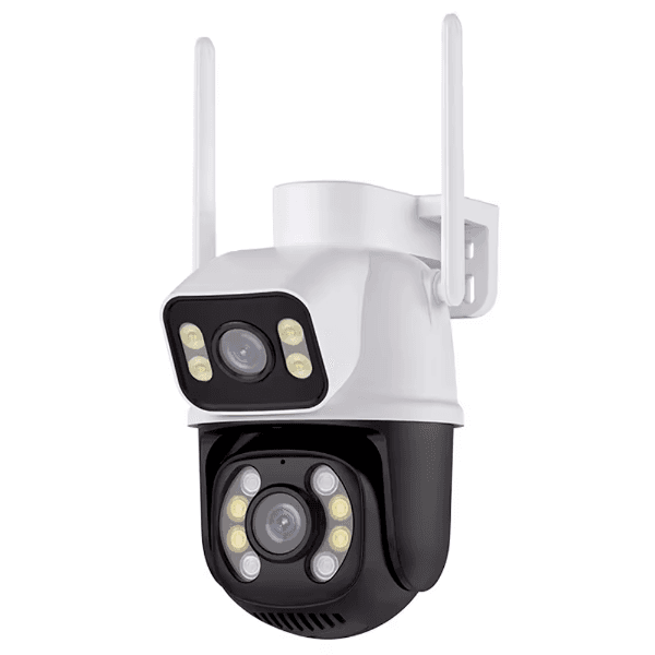 Câmera de Segurança Smart Wifi A28B com 2 Antenas 6MP Microfone Alarme Detecção Humana Visão Noturna App Icsee Branco