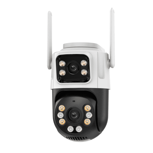 Câmera de Segurança Smart WiFi P2-Qq6 com 2 Antenas / 6MP / 360º / Microfone / Alarme / Detecção Humana / App Icsee - Branco/Preto