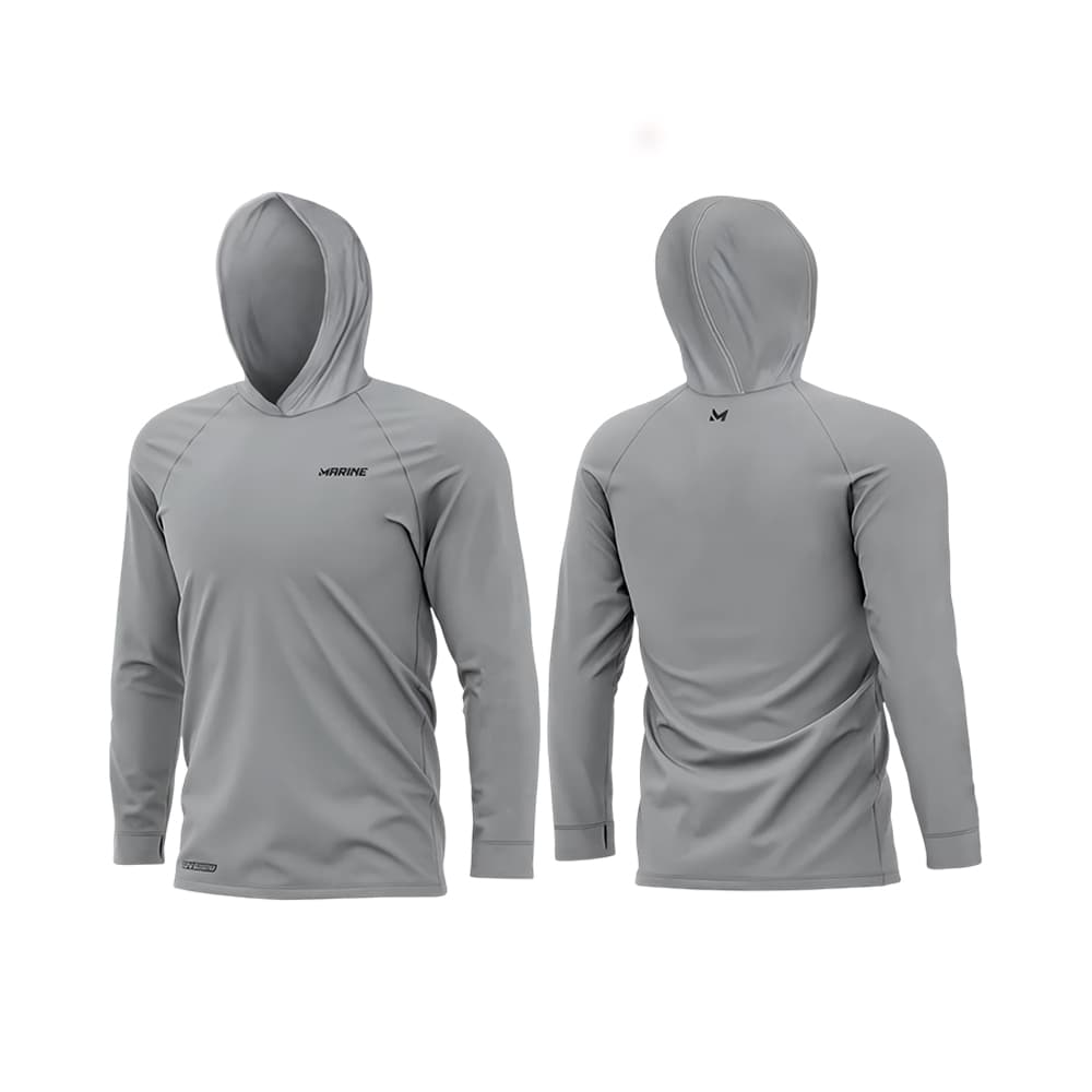 Camisa de Pesca Marine Prime Poliamida com Capuz Cinza