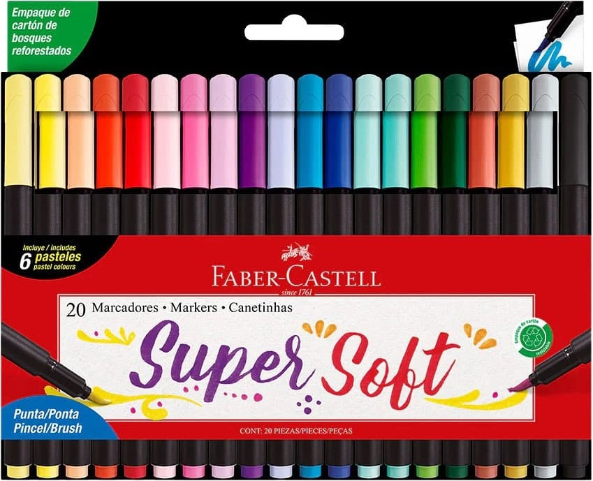 Caneta Brush Super Soft Faber Castell 50 Cores
