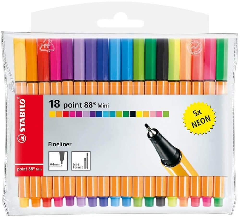 Caneta de Linha Fina Stabilo Point 88 Mini - 18 Cores
