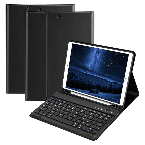 Capa Magnética com Teclado Wireless Keyboard Suspens Key Cas para iPad 10.2 (2019-20-21) - Preto