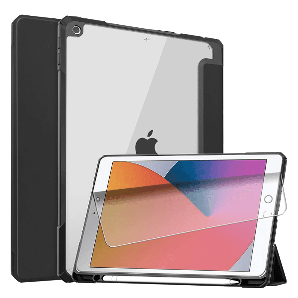 Capa para Tablet / iPad 10.2 4Life com Compartimento para Pencil - Transparente/Preto