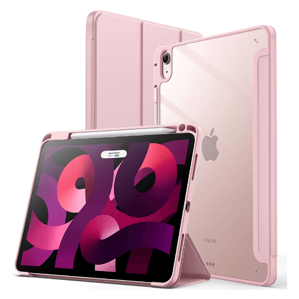 Capa para Tablet Ipad Air 4/5 4Life com Compartimento para Pencil - Transparente/Rosa