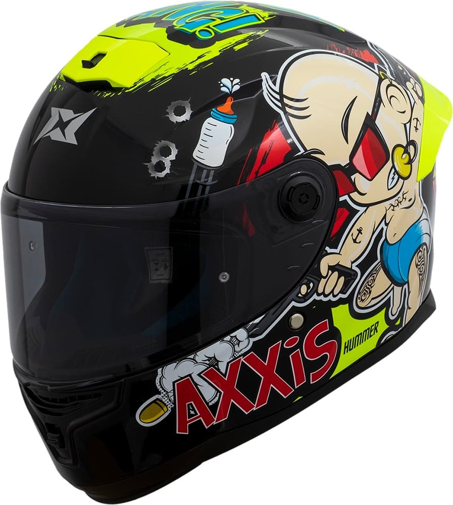 Capacete para Moto Axxis Hummer B Baby Bang A3 - Tamanho Xl (61-62) - Amarelo Gloss Flour