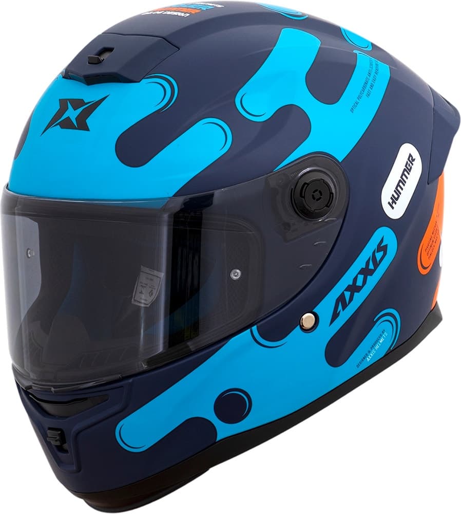 Capacete para Moto Axxis Hummer B Liquer C7 - Tamanho M (57-58) - Azul Fosco