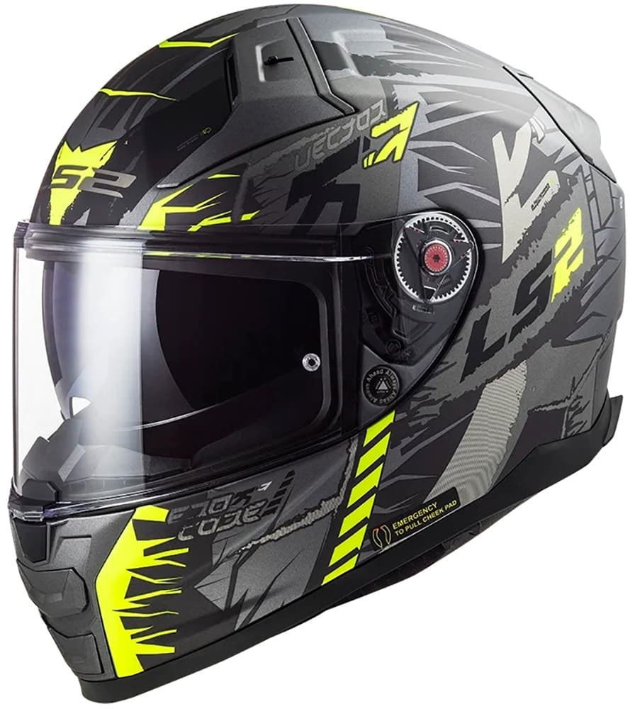 Capacete para Moto Ls2 Vector Ii Techbot Ff811 Tamanho Xxl (63-64) Titanium / Amarelo