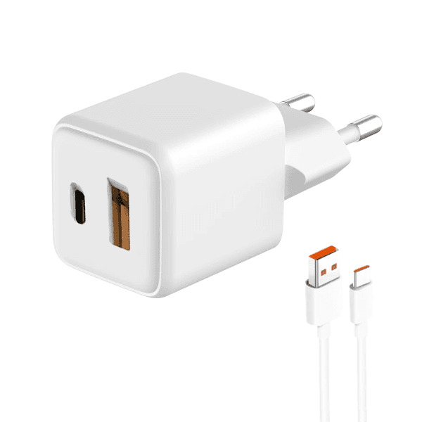 Carregador Adaptador de Parede Geral 67W Mdy-M13-Ef Dual Port (USB-A - USB-C) + Cabo USB-A - USB-C Branco
