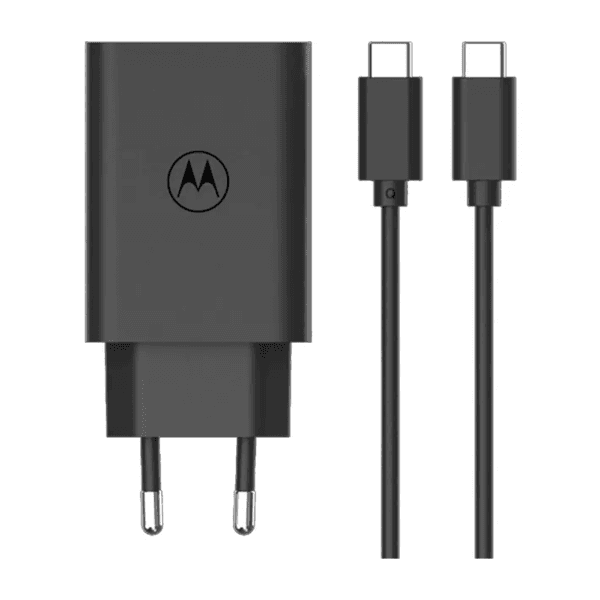 Carregador Adaptador de Parede Motorola Turbo 50 Duo USB-A USB-C + Cabo USB-C USB-C 1 Metro 50W Preto