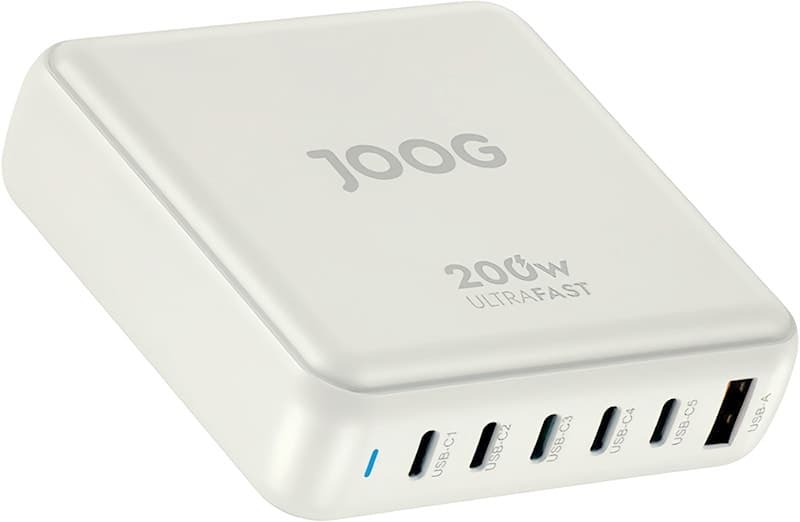 Carregador de Parede Joog Pd Charger Vc200 200W UltraFast USB-A + 5 Portas USB-C