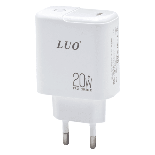 Carregador de Parede Luo Lu-8306 USB-C + Cabo USB-C-USB-C / 20W - Branco