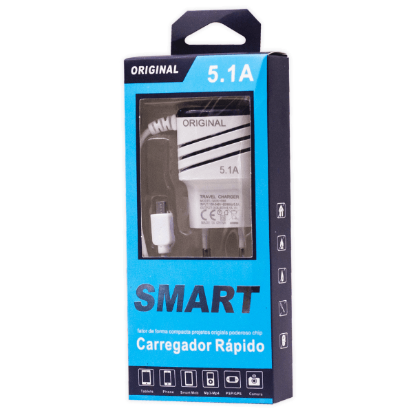 Carregador de Parede Original 5.1 Com Cabo Micro-USB + 2 Porta USB-A - Color Mix