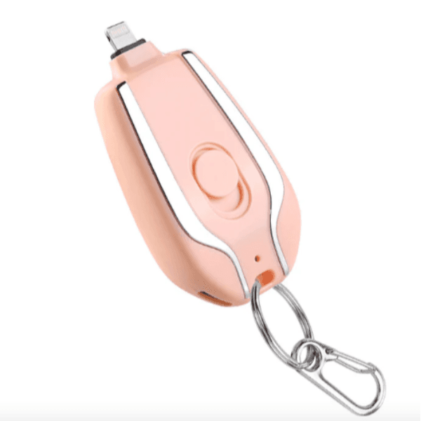 Carregador Portátil Chaveiro 1500mAh Compatível com iPhone Lightning Rosa