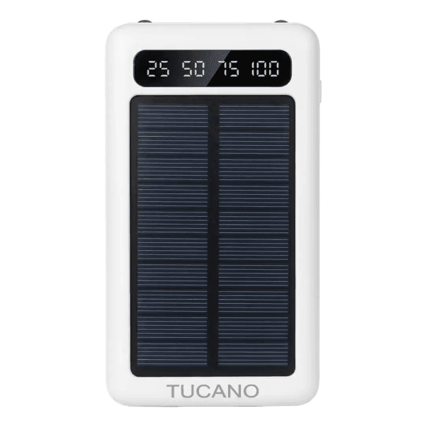 Carregador Portátil PowerBank Solar Tucano Tc-03 20000mAh com Cabo Embutido Lightning - USB - USB-C - Micro USB Branco