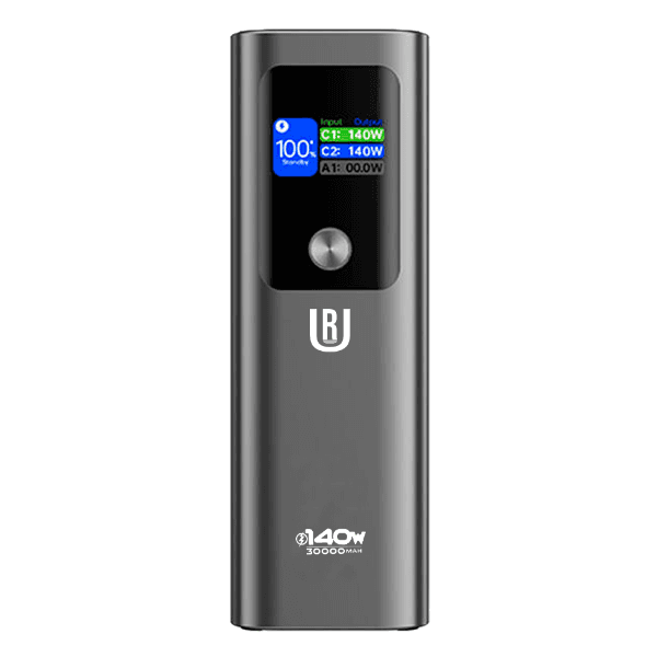 Carregador Portátil Power Bank Ur Up-19 140W 3000mAh USB-A 2X USB-C Com Lanterna Cinza Oscuro