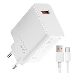 Carregador Tomada Xiaomi DY-12-EH USB / 67W - Branco + Cabo Type-C / USB