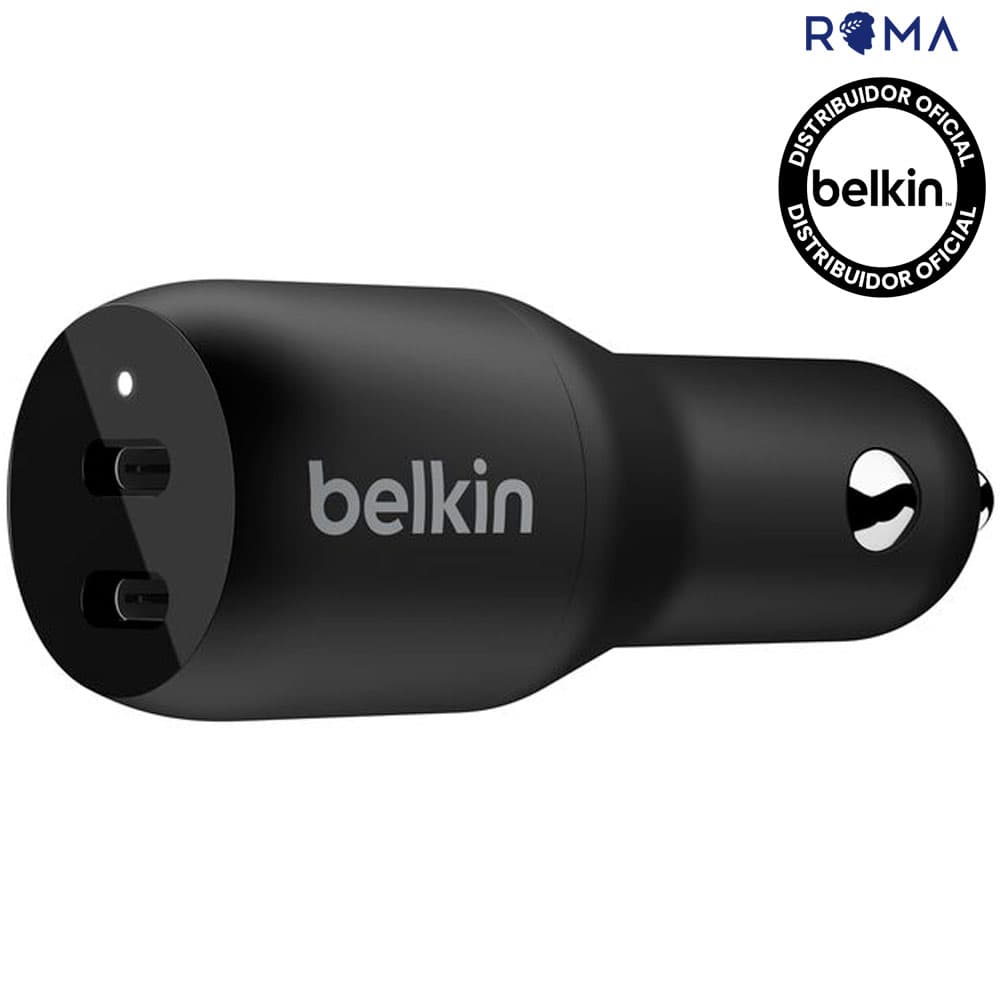Carregador Veicular Duplo Belkin CCB002BTBK 36W USB-C 18W + USB-C 18W – Preto