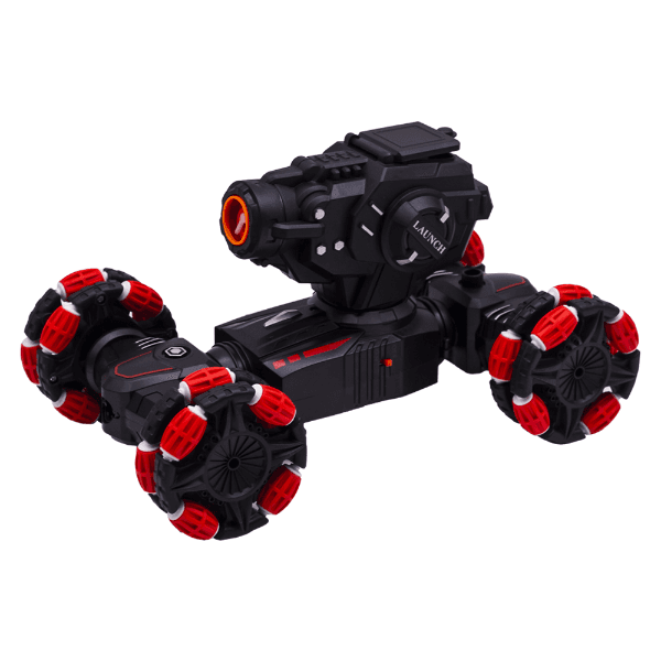 Carrinho de Brinquedo Stunt Car com Controle Remoto e Acessórios Preto/Vermelho