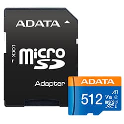 Cartão de Memória Micro SD ADATA V10 2x1 C10 A1 512GB - AUSDX512GUICL10A1-RA1