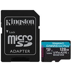 Cartão de Memória Micro SD Kingston Canvas Go Plus U3 C10 V30 A2 128GB - SDCG4/128GB