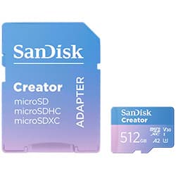 Cartão de Memória Micro SD SanDisk Creator 512GB V30 A2 U3 4K UHD - SDSQXAV-512G-GN6MS