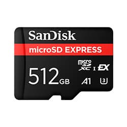 Cartão de Memória Micro SD SanDisk Express 512GB A1 U3 5.3K UHD - SDSQXFN-512G-GN4NN