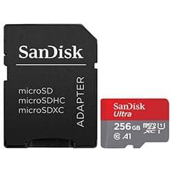 Cartão de Memória Micro SD SanDisk Ultra 256GB Classe 10 A1 U1 - SDSQUAC-256G-GN6MA