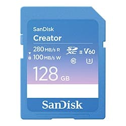 Cartão de Memória SD SanDisk Creator V60 U3 6K UHD 128GB - SDSDXEP-128G-GNCIS