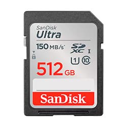 Cartão de Memória SD SanDisk Ultra 512GB Class 10 U1 FHD - SDSDUNC-512G-GN6IN