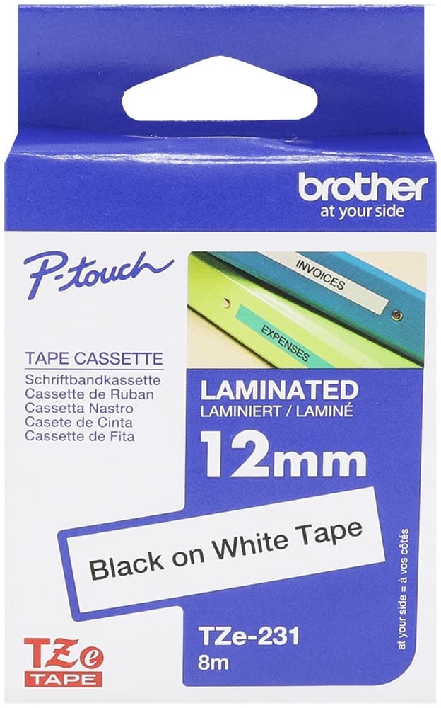 Cartucho de Fita Brother TZe-231 12Mm/8 Metros Preto/Branco