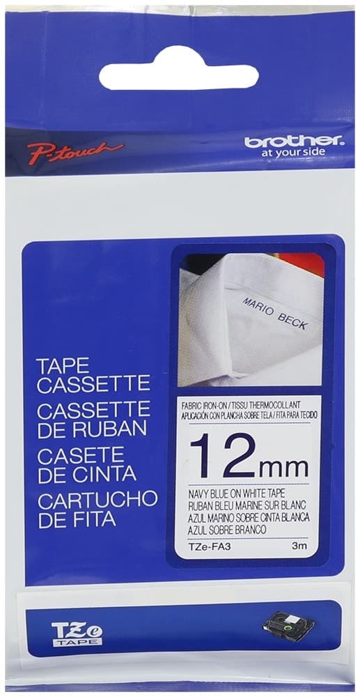 Cartucho de Fita Brother TZe-FA3 para Rotulador P-Touch 12Mm/3 Metros - Azul/Branco