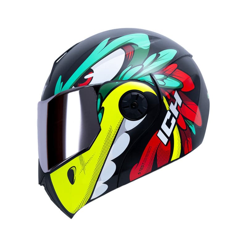 Capacete Ich 3110 Rapaz Rebatível - Preto/Verde / G