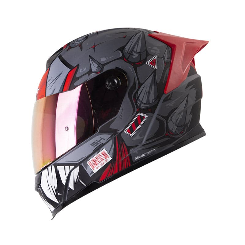 Capacete Shaft Sh-502 Eldymon Cinza Escuro / Vermelho Tamanho L