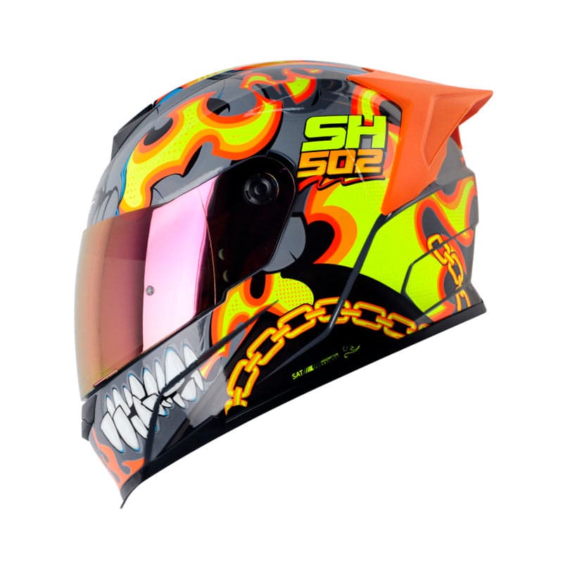 Capacete Shaft Sh-502Sp Fire-Boy - Cinza Laranja Neon / Xl