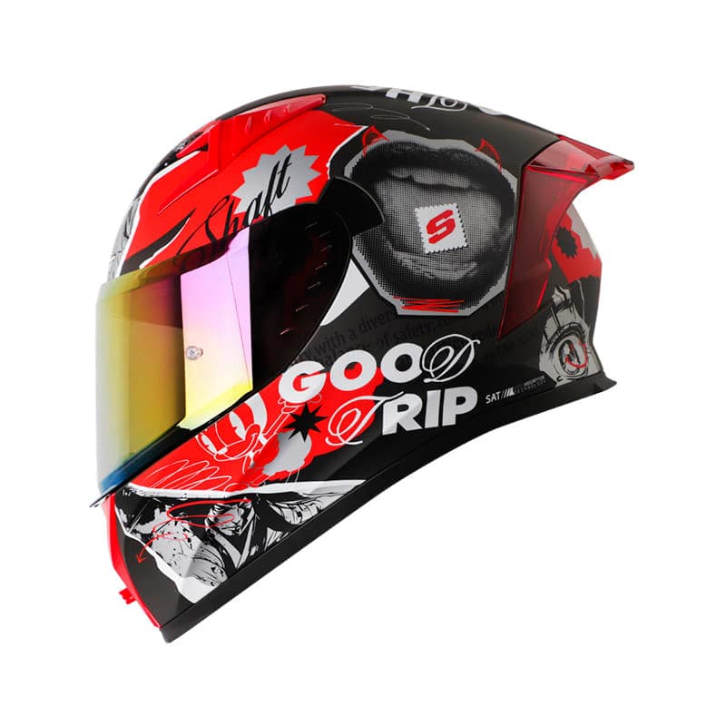 Capacete Shaft Sh-526SP Evo Llage - Cinza Escuro / Vermelho / Xl