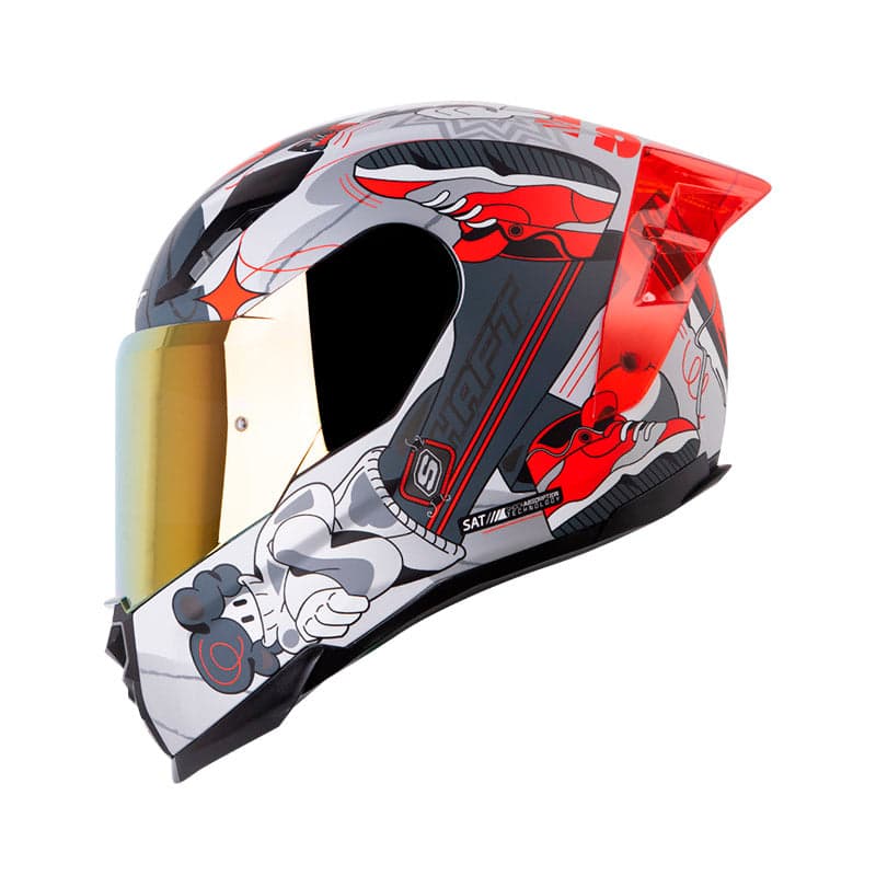 Capacete Shaft Sh-562R Fast Foot Cinza / Vermelho / Xl