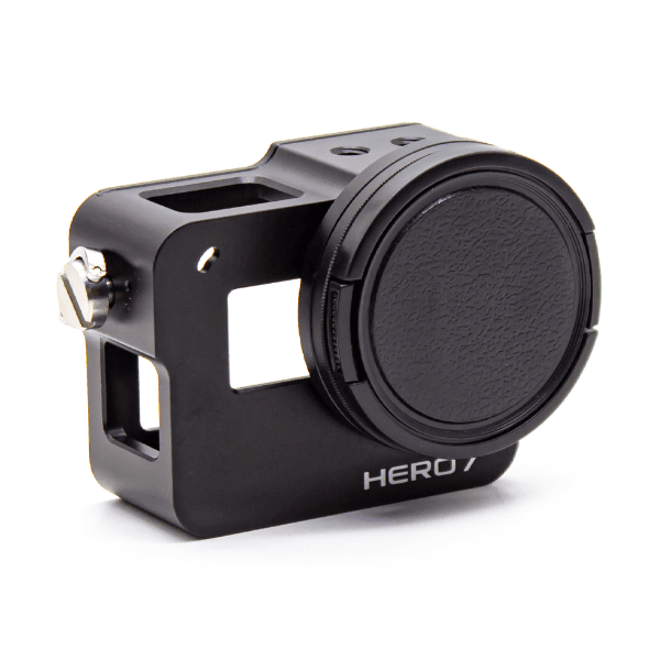 Case de Proteção Alumínio GoPower GPR506B para GoPro Hero 7/6/5 com Porta Traseira e Filtro Uv 52MM - Preto