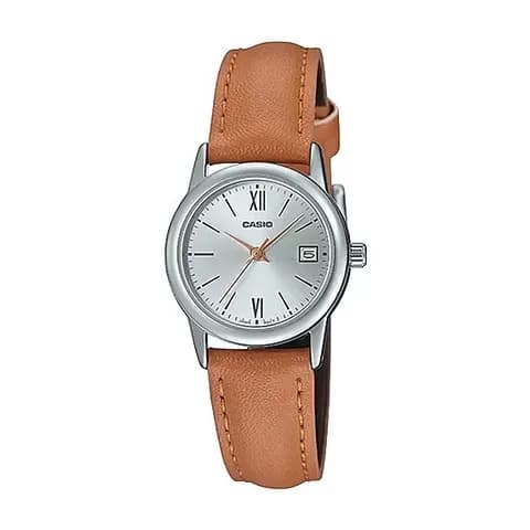 Relógio Casio Feminino Ltp-V002L-7B3UDF Prateado /Marrom + Estojo