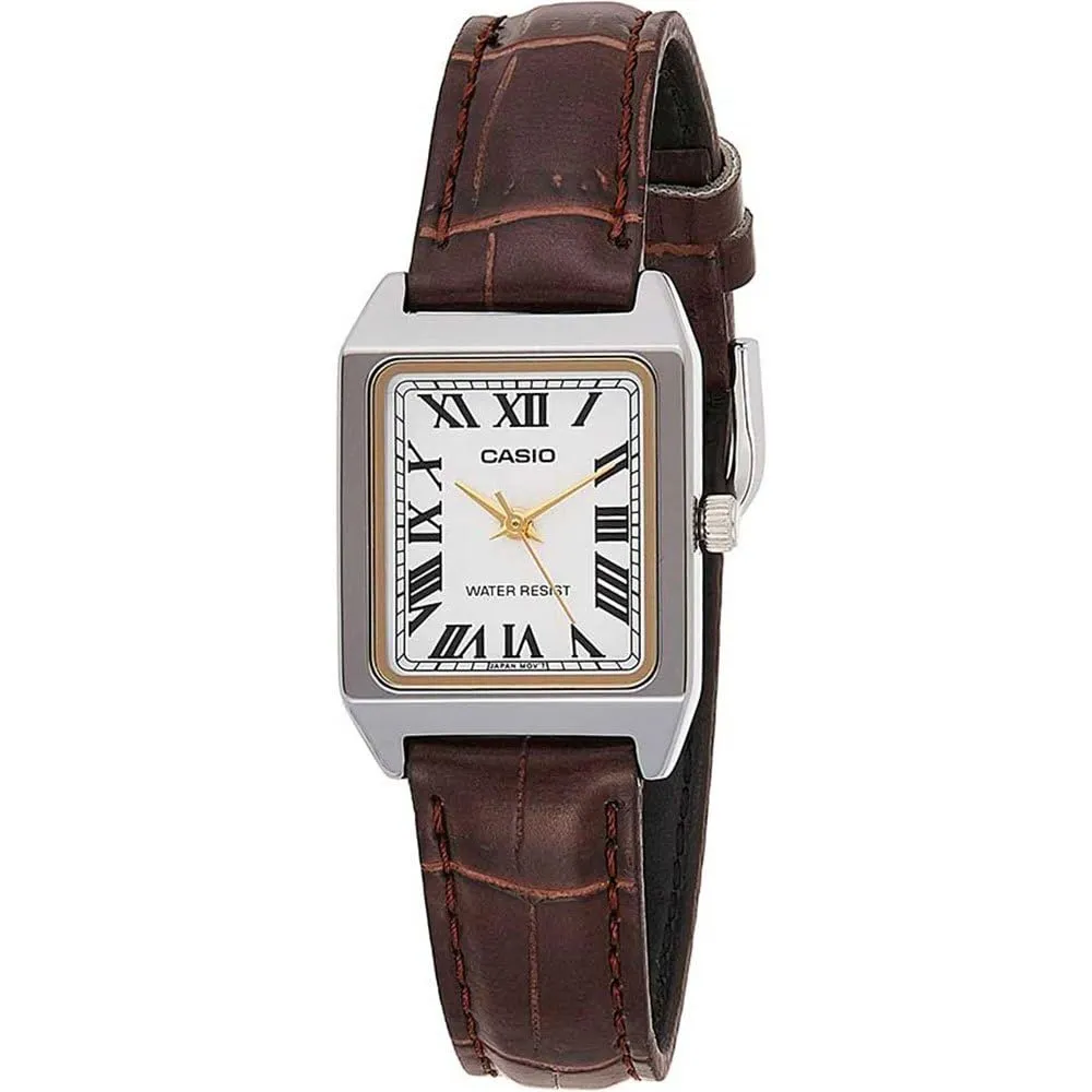 Relógio Casio Feminino Ltp-V007L-7B2UDF Branco/Marrom + Estojo