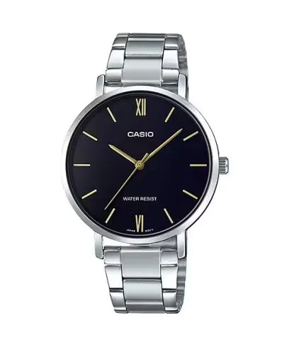 Relógio Casio Fem Ltp-VT01D-1BUDF Preto/Prateado + Estojo